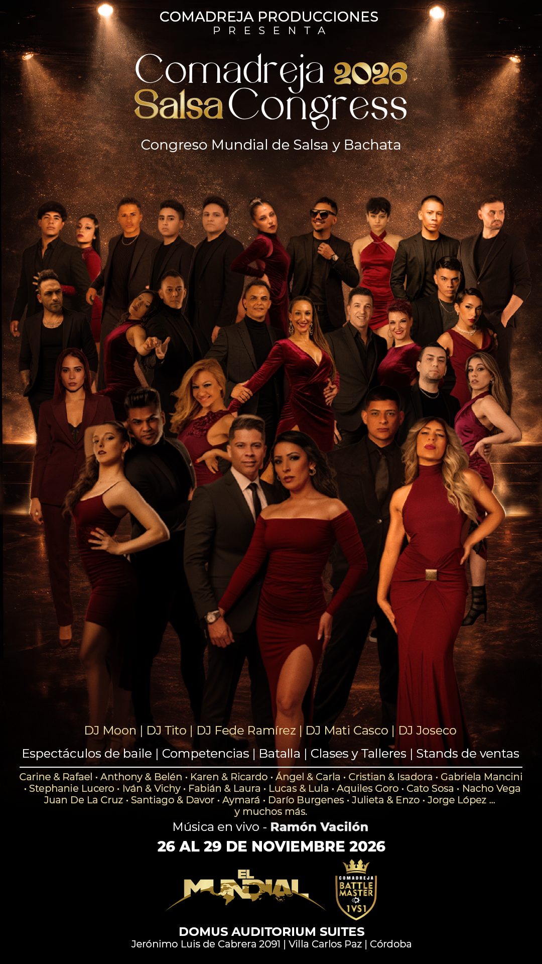 Line up completo de artistas Comadreja Salsa Congress 2026